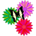 download Butterfly And Flowers clipart image with 315 hue color