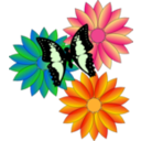 download Butterfly And Flowers clipart image with 0 hue color