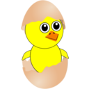 Funny Chick Cartoon Newborn Coming Out From The Egg With A Eggshell Hat