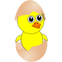 download Funny Chick Cartoon Newborn Coming Out From The Egg With A Eggshell Hat clipart image with 0 hue color