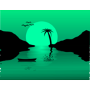 download Sunset Waterscene clipart image with 135 hue color