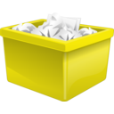 download Yellow Plastic Box Filled With Paper clipart image with 0 hue color