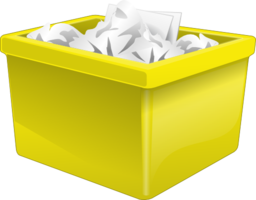 Yellow Plastic Box Filled With Paper