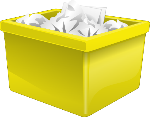 Yellow Plastic Box Filled With Paper