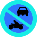 download No Motorbikes Or Cars clipart image with 180 hue color