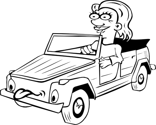 Girl Driving Car Cartoon