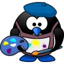 download Painter Penguin clipart image with 180 hue color