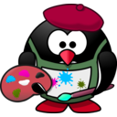 download Painter Penguin clipart image with 315 hue color