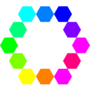 download 1 Point 12 Connected Hexagons clipart image with 180 hue color
