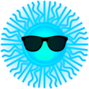 download Sun With Sunglasses clipart image with 135 hue color