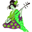 download Geisha Playing Shamisen clipart image with 90 hue color
