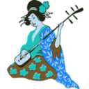 download Geisha Playing Shamisen clipart image with 180 hue color