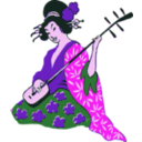 download Geisha Playing Shamisen clipart image with 270 hue color