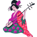 download Geisha Playing Shamisen clipart image with 315 hue color