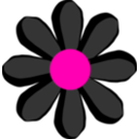 download Black Flower clipart image with 270 hue color