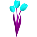download Three Red Tulips clipart image with 180 hue color