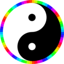 download Rainbow Around Yinyang clipart image with 45 hue color