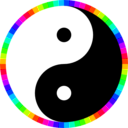 download Rainbow Around Yinyang clipart image with 225 hue color