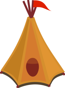 Cartoon Tipi Tent With Red Flag