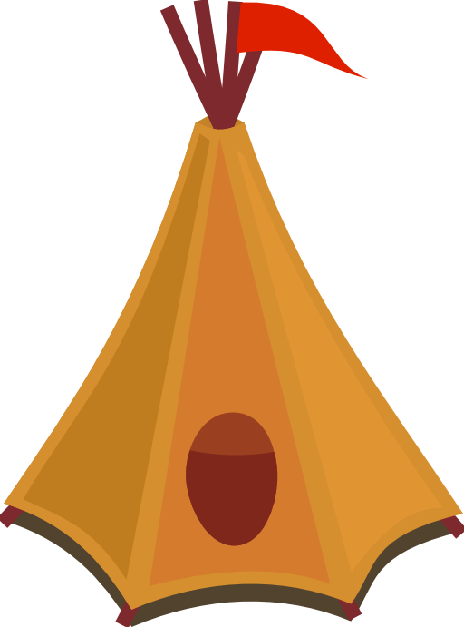 Cartoon Tipi Tent With Red Flag