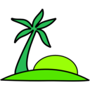 download Island Palm And The Sun clipart image with 45 hue color