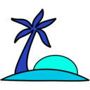 download Island Palm And The Sun clipart image with 135 hue color