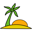 download Island Palm And The Sun clipart image with 0 hue color