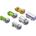 download Six Isometric Vehicles clipart image with 45 hue color
