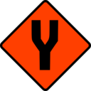 download Caution Fork In Road clipart image with 315 hue color