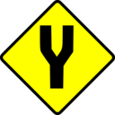download Caution Fork In Road clipart image with 0 hue color