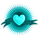 download Heart With Rays And Banner clipart image with 180 hue color
