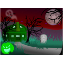 download Halloween Haunted House clipart image with 90 hue color