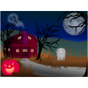 download Halloween Haunted House clipart image with 315 hue color