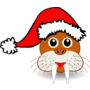 download Funny Walrus Face With Santa Claus Hat clipart image with 0 hue color