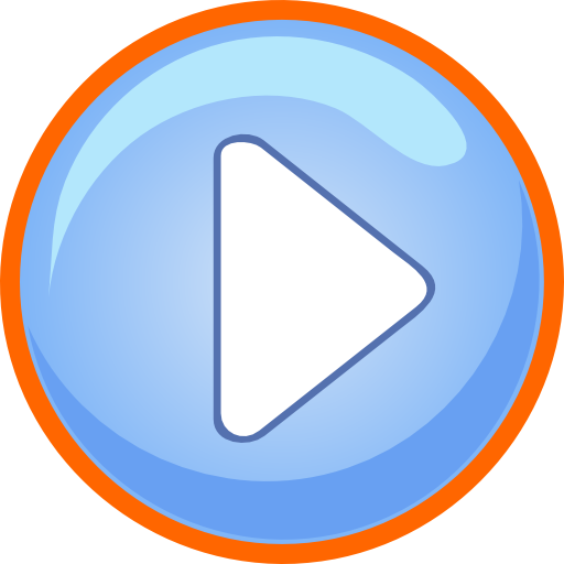 Blue Play Button With Focus