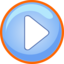 Blue Play Button With Focus