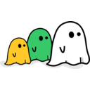 download Three Colored Ghost clipart image with 45 hue color