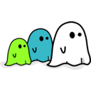 download Three Colored Ghost clipart image with 90 hue color