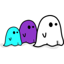 download Three Colored Ghost clipart image with 180 hue color