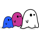 download Three Colored Ghost clipart image with 225 hue color