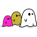 download Three Colored Ghost clipart image with 315 hue color