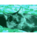 download Black Cat Sleeps clipart image with 135 hue color