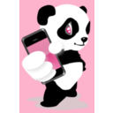 download Panda With Mobile Phone clipart image with 135 hue color