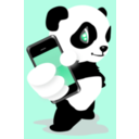 download Panda With Mobile Phone clipart image with 315 hue color
