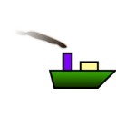download Ship With Smoke clipart image with 270 hue color