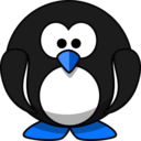 download Cute Round Cartoon Penguin Flat Colors clipart image with 180 hue color