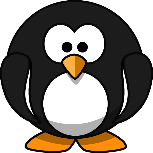 Cute Round Cartoon Penguin Flat Colors