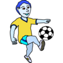 download Soccer Playing Boy Coloured clipart image with 180 hue color