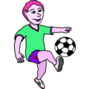 download Soccer Playing Boy Coloured clipart image with 270 hue color