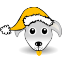 download Funny Dog Face Grey Cartoon With Santa Claus Hat clipart image with 45 hue color